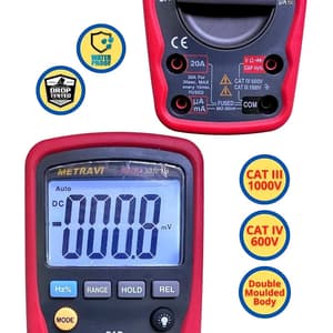 Metravi 3-3/4 Digits / 1000V Fully-Protected Digital Multimeter, Metrasafe-13