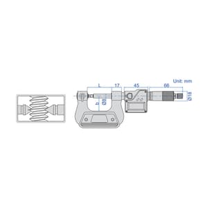 Insize 25 - 50 mm Digital Screw Thread Micrometer with Measuring Tips, 3581-S50