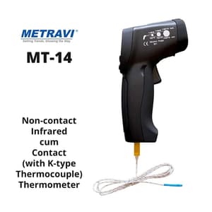 Metravi 4 Digits 1300°C Temperature Range Non-contact cum Contact Infrared Thermometer, MT-14
