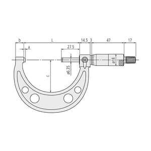 Mitutoyo 25 - 50 mm Outside Micrometer (Economy Design), 103-130
