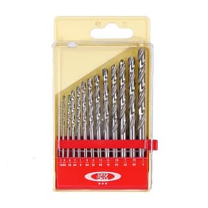 JK 1/16 - 1/4 Inch / 13 Pcs Ground Flute HSS Straight Shank Jobber Drill Bit Set, SD7709926