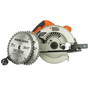 Black+Decker 1500W /185mm Wood Cutting Circular Saw with 2x36T TCT Blades, CS1500-IN