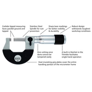 Baker 0 - 25 mm Metric External Micrometer, MMC25