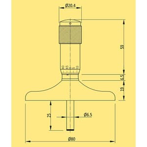 Baker 0 - 25 mm Metric Depth Micrometer, MMC25-DM60