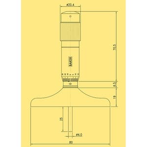 Baker 0 - 150 mm Metric Depth Micrometer, MMC150-DM60