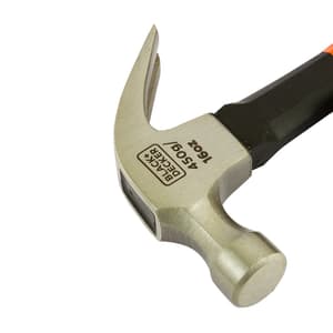 Black+Decker 450 Gms / 16 Oz Fiberglass Handle Claw Hammer, BDHT51396