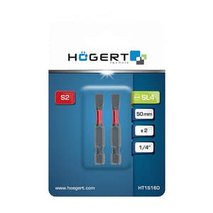 Hogert 50 mm (Length) x 6 mm (Blade Dia.) Flat Power Screwdriver Bits (Pack of 2 Pcs), HT1S162