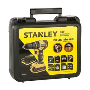 Stanley 18V / 2.0 Ah / 13mm Li-ion Brushless Cordless Drill Driver With 2 Batteries & Charger, SBD201D2K