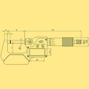 Baker 0 - 25 mm Digital External Micrometer Without Data Output, DMM 25