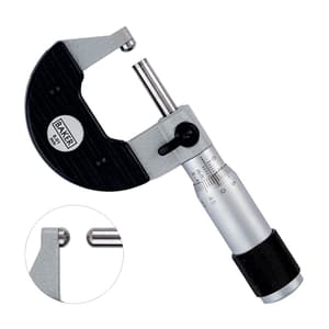 Baker 0 - 25 mm Both Ends Spherical Hardened Steel Face Tube Micrometer, MMC25 - T2
