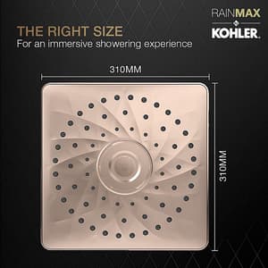 Kohler Rain Max 305 mm Square Single-Function Rainhead In Brushed Rose Gold Finish, K-26856IN-BRD
