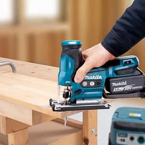Makita 18V LXT BL 23 mm (7/8") Cordless Barrel Handle Jig Saw with Rapid Charger & 2 Pcs 5.0Ah Batteries, DJV185RTJ