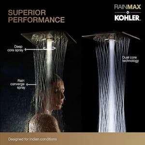 Kohler Rain Max 254 mm Square Single-Function Rainhead In Brushed Bronze Finish, K-26855IN-BV