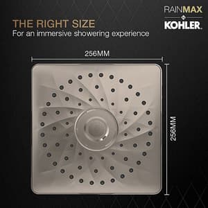 Kohler Rain Max 254 mm Square Single-Function Rainhead In Brushed Bronze Finish, K-26855IN-BV