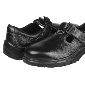 Karam Women's Grain Leather Safety Shoe - Steel Toe (Black), FS101BL