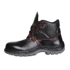 Karam Men's Deluxe Ankle Height Grain Leather Safety Shoe - Fibre Toe (Black), FS21BL
