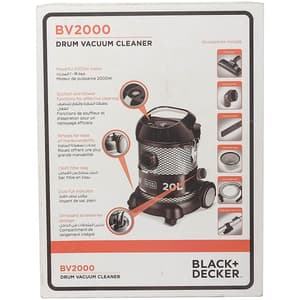 Black+Decker 20L / 2000W Dustbowl Barrel Vacuum Cleaner and Blower with onboard Accessories Storage, BV2000-B5