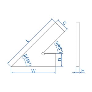 Insize 200 X 130 mm Stainless Steel Square,  4745-1200
