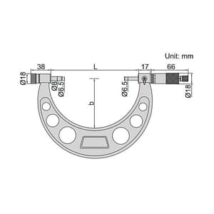 Insize 0 - 150 mm Outside Micrometer Interchangeable Anvils (Type A), 3206-150A