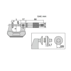 Insize 50 - 75 mm Disk Micrometer (Economic Type), 3282-75