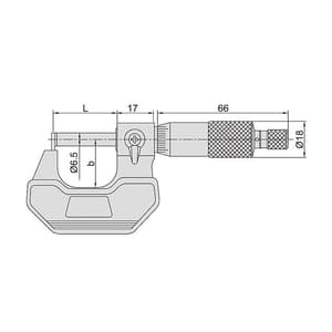 Insize 0 - 25 mm Cylindrical Anvil Tube Micrometer, 3261-25A