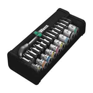Wera 28 Pcs 8100 SA 8 Zyklop Metal Ratchet Set With Switch lever 1/4" Drive Metric, 05004018001