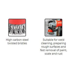 Freemans  100 mm Dia. Wire Cup Brush (Steel Twisted Bristles), WCB100-14