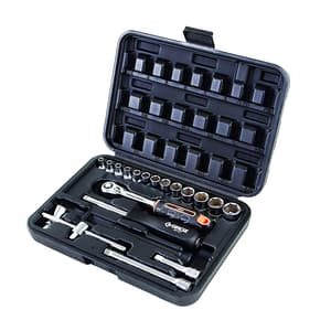 Groz 19 Pcs 1/4 Inch Sq. Drive Hex Socket Set In Blow Moulded Cases, KIT/SKT/H/1-4/19/UG