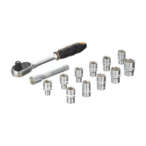 Groz 13 Pcs 1/4 Inch Sq. Drive Hex Socket Set In Blow Moulded Cases, KIT/SKT/H/1-2/13/UG