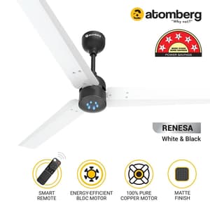 Atomberg Renesa 1200 mm Energy Efficient Ceiling Fan With BLDC Motor & Remote (White & Black)