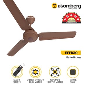 Atomberg Efficio 1200 mm Energy Efficient Ceiling Fan With BLDC Motor & Remote (Matt Brown)